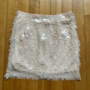 Goldie London Pink Sequin Petal Fringe Mini Skirt XS Party Cocktail Dressy